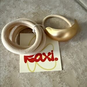 Kaxi Cream Hair bands ponytail holder scrunchie gold 4 piece set hair ties